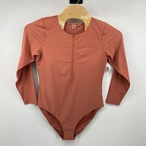 Old Navy Swimsuit Womens XXL Terracotta Long Sleeve Zip Front Rash Guard NWT